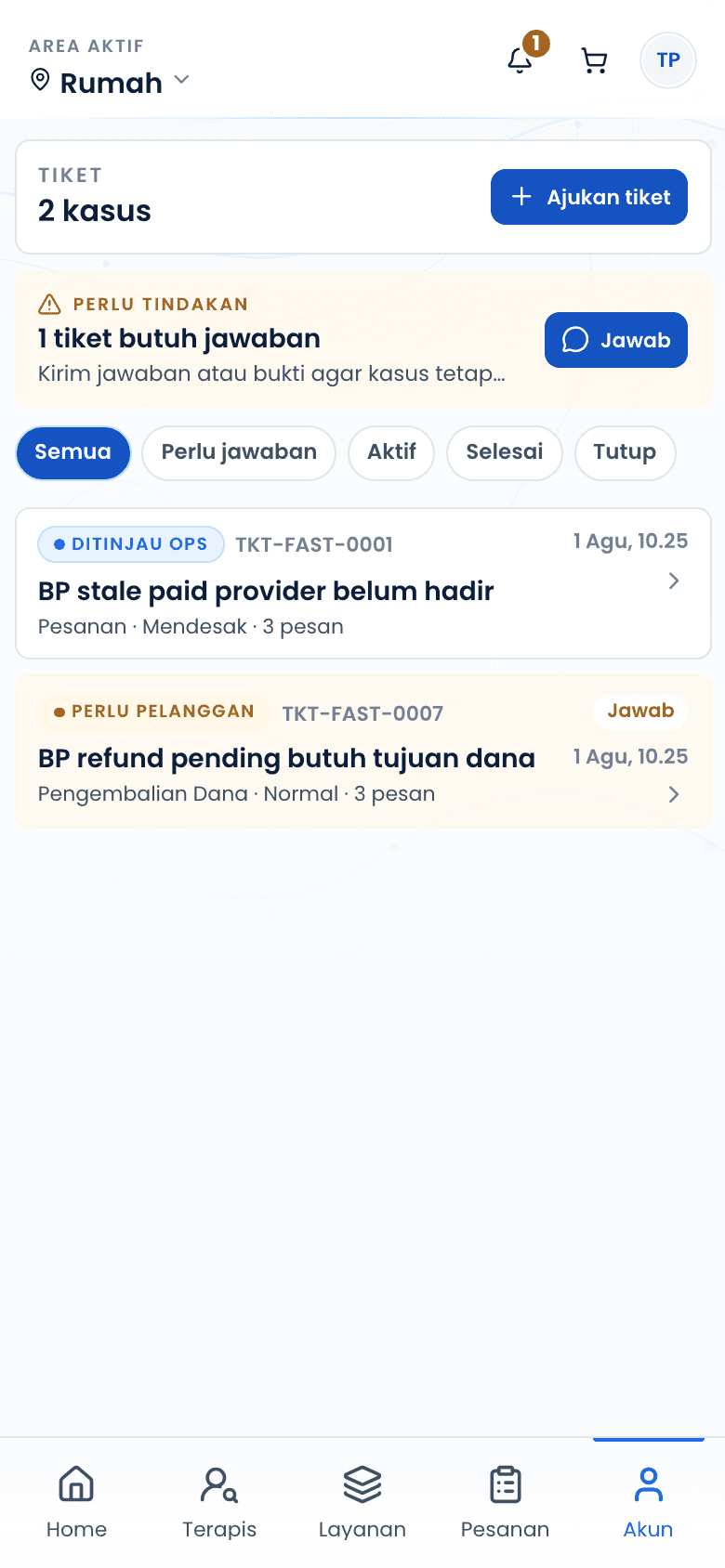 Daftar tiket bantuan