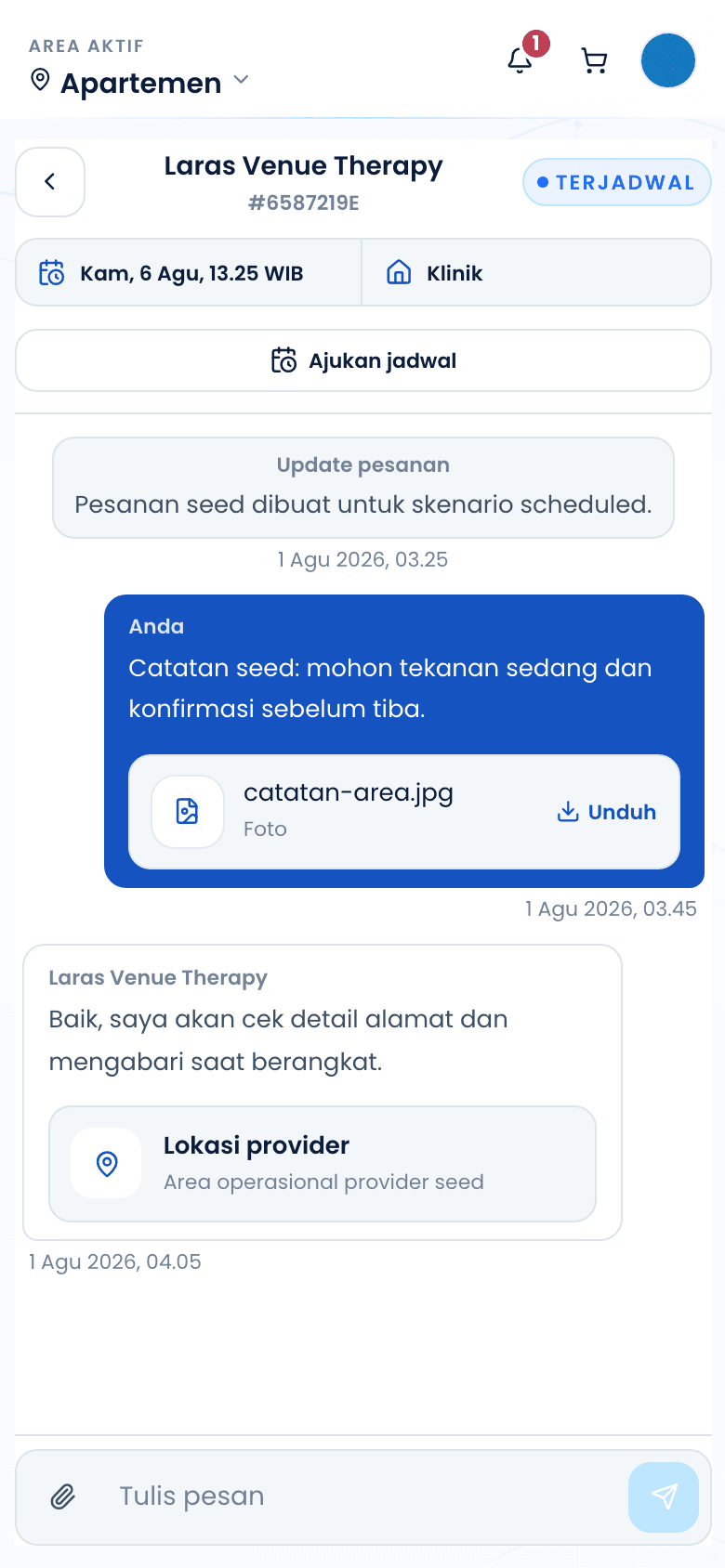 Ruang chat dengan terapis