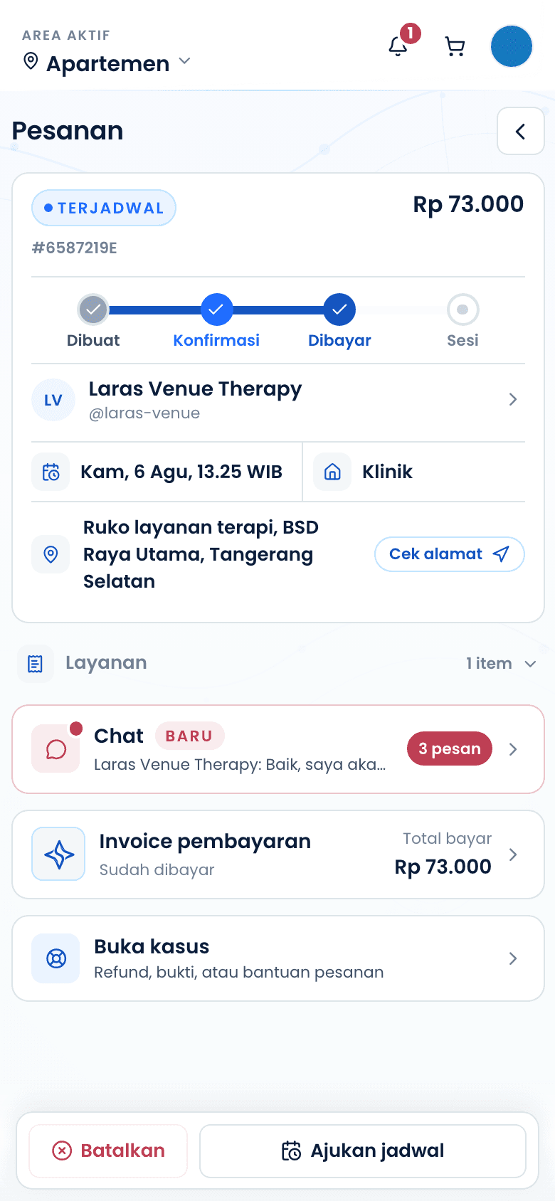 Detail pesanan setelah pembayaran diterima