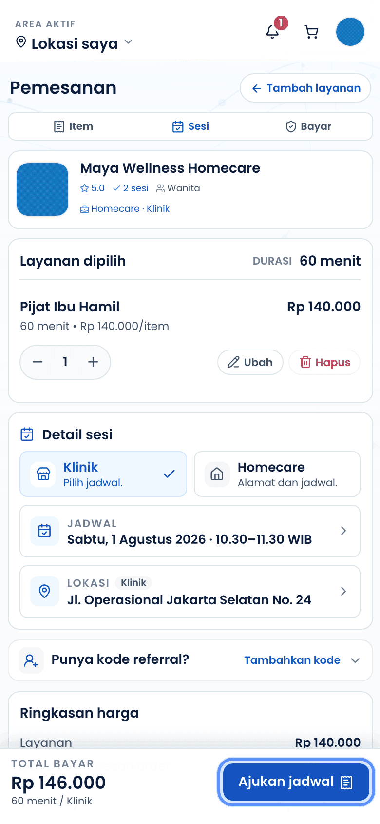 Tombol kirim pesanan pada halaman checkout