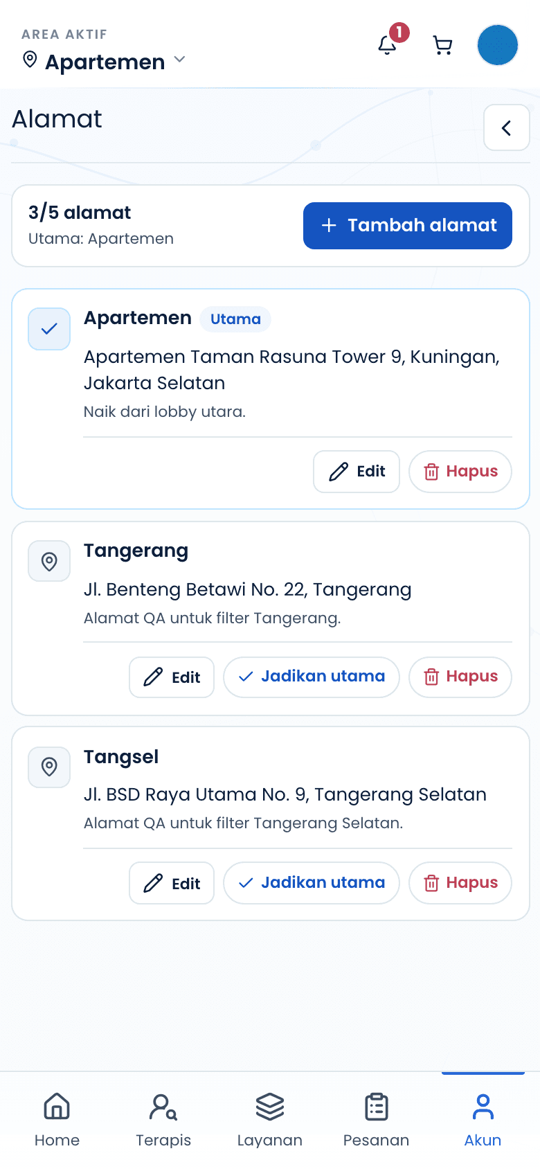 Daftar alamat tersimpan